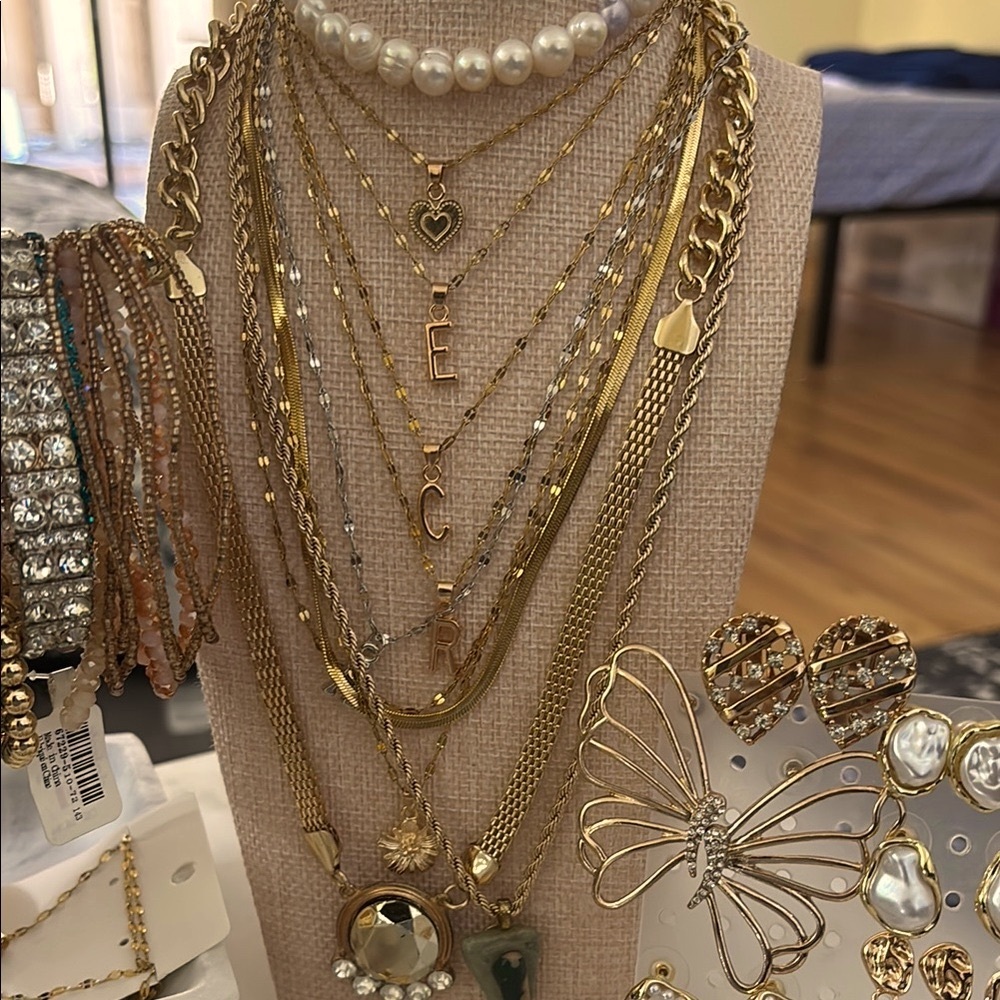 Gold plated Initial necklace over stainless steel ,chose your options